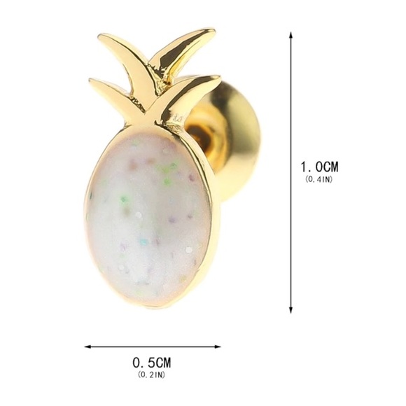 HP🌸Dainty Gold tone Opal Pineapple Stud Earrings - Picture 4 of 4